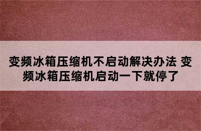 变频冰箱压缩机不启动解决办法 变频冰箱压缩机启动一下就停了